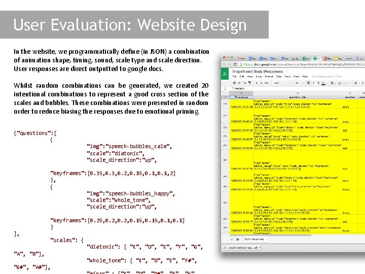 User Evaluation: Website Design In the website, we programmatically define (in JSON) a combination