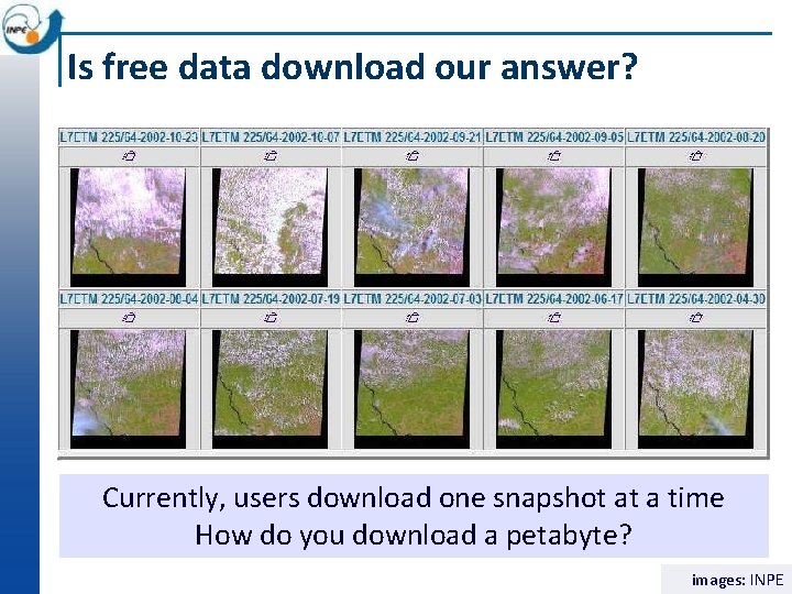 Is free data download our answer? Currently, users download one snapshot at a time