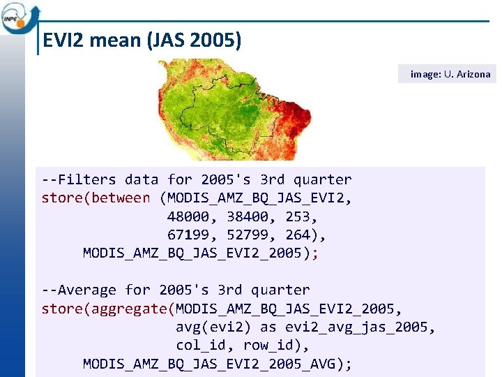 EVI 2 mean (JAS 2005) image: U. Arizona --Filters data for 2005's 3 rd