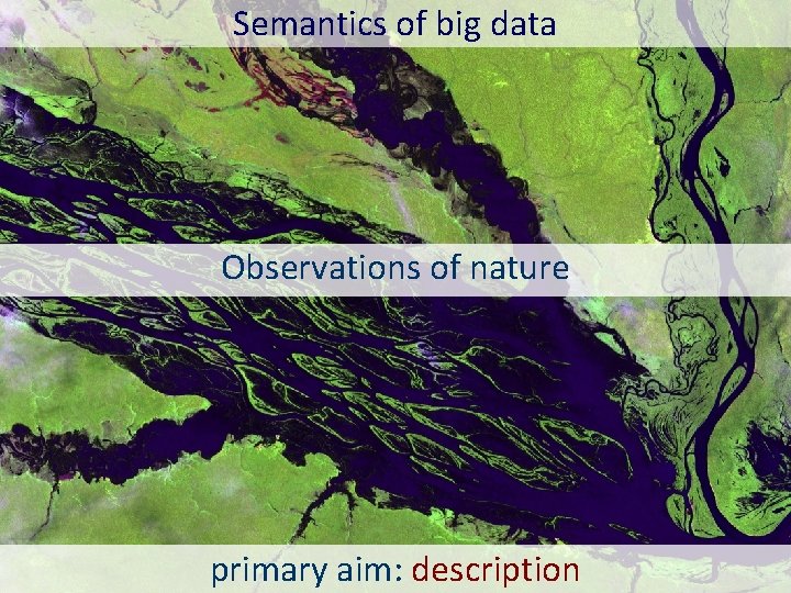 Semantics of big data Observations of nature primary aim: description 