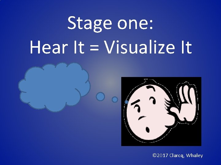 Stage one: Hear It = Visualize It © 2017 Clarcq, Whaley 