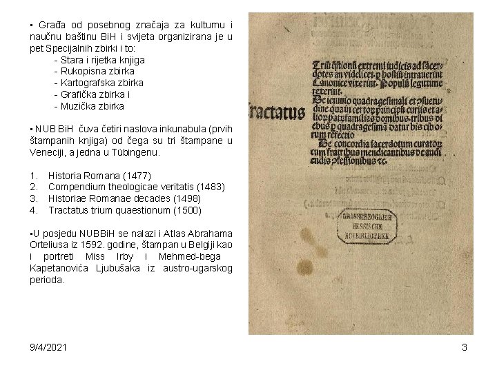  • Građa od posebnog značaja za kulturnu i naučnu baštinu Bi. H i