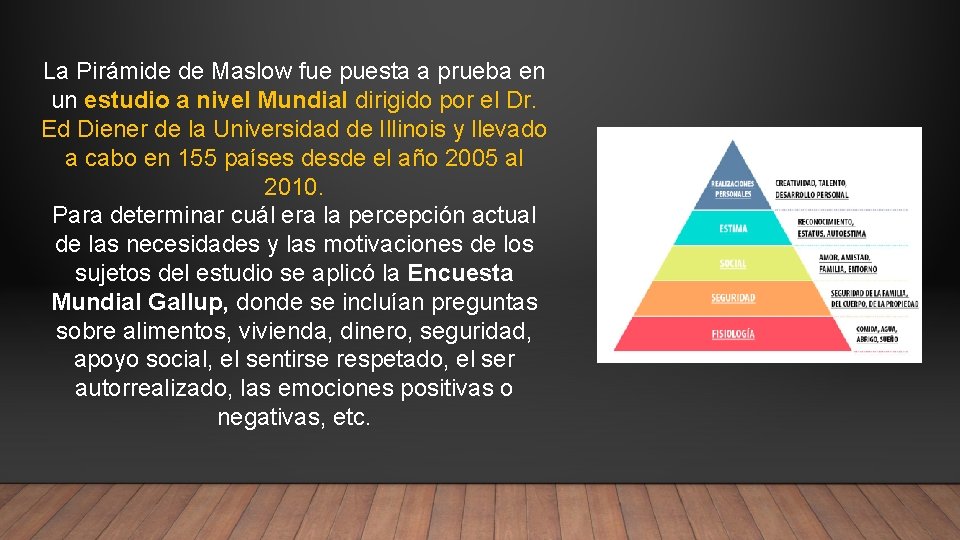 La Pirámide de Maslow fue puesta a prueba en un estudio a nivel Mundial