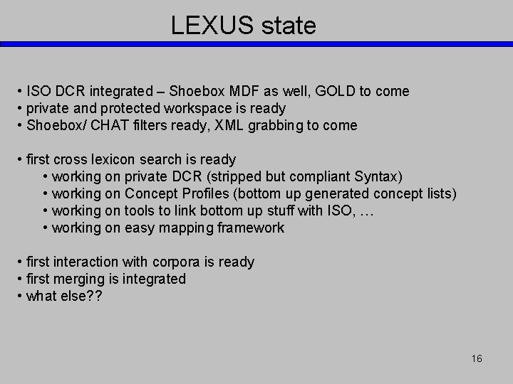 LEXUS state • ISO DCR integrated – Shoebox MDF as well, GOLD to come