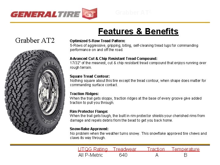 Grabber AT 2 An All-Terrain tire with an Attitude Features & Benefits Grabber AT