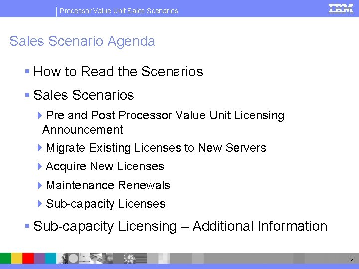 Processor Value Unit Sales Scenarios Sales Scenario Agenda § How to Read the Scenarios