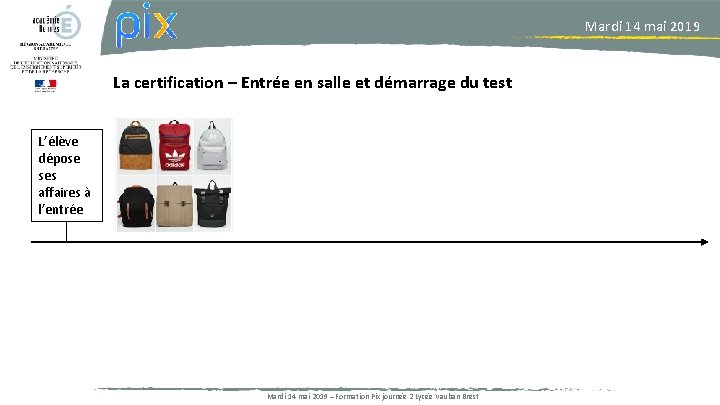 Mardi 14 mai 2019 La certification – Entrée en salle et démarrage du test