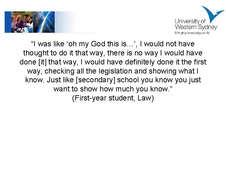 “I was like ‘oh my God this is…’, I would not have thought to