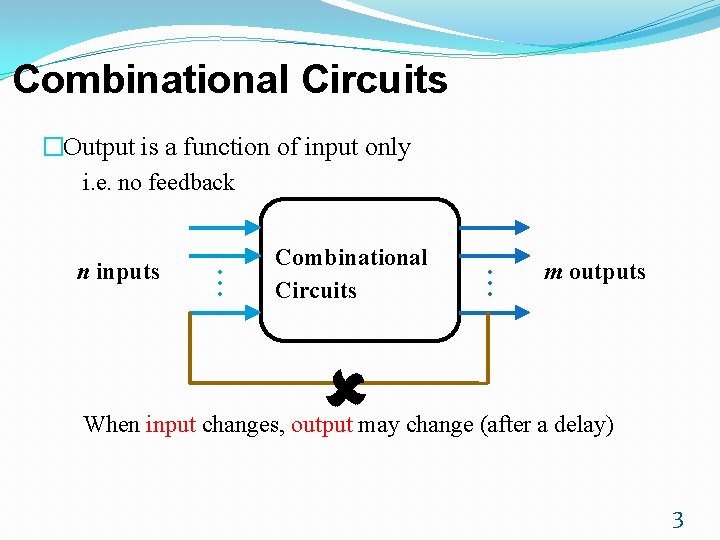 Combinational Circuits �Output is a function of input only i. e. no feedback n