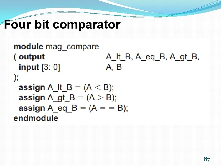Four bit comparator 87 