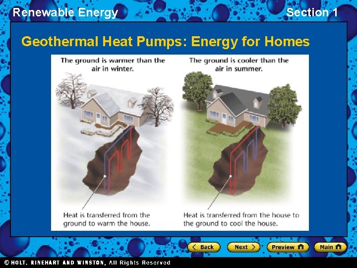 Renewable Energy Section 1 Geothermal Heat Pumps: Energy for Homes 