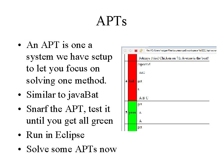 APTs • An APT is one a system we have setup to let you APTs • An APT is one a system we have setup to let you