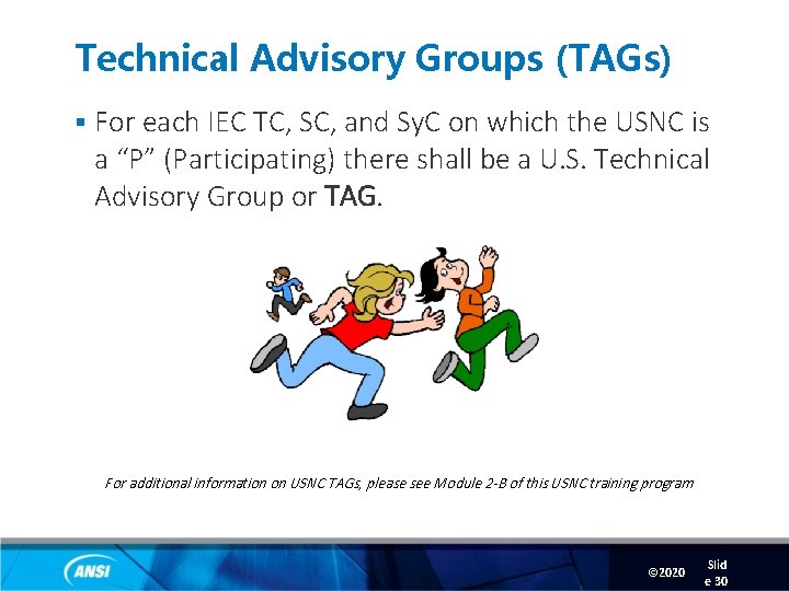 Technical Advisory Groups (TAGs) § For each IEC TC, SC, and Sy. C on