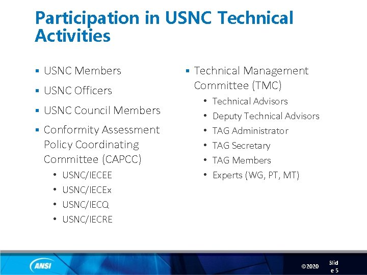 Participation in USNC Technical Activities § USNC Members § USNC Officers § USNC Council