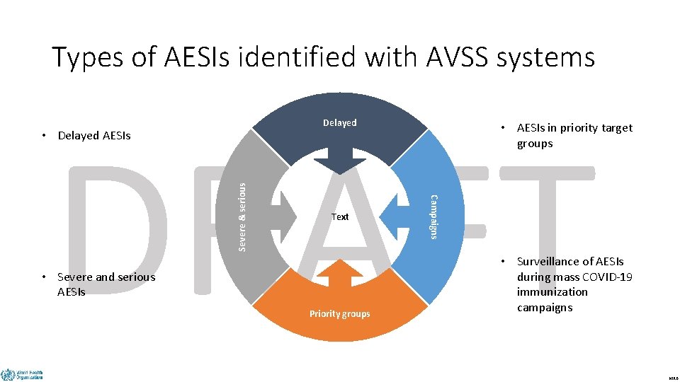 Types of AESIs identified with AVSS systems DRAFT Delayed Text • Severe and serious