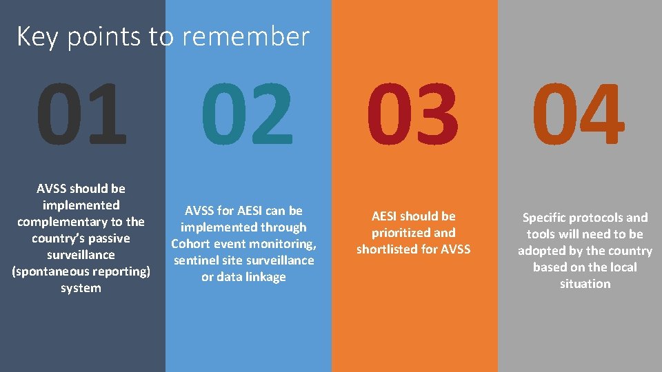Key points to remember 01 02 03 04 DRAFT AVSS should be implemented complementary