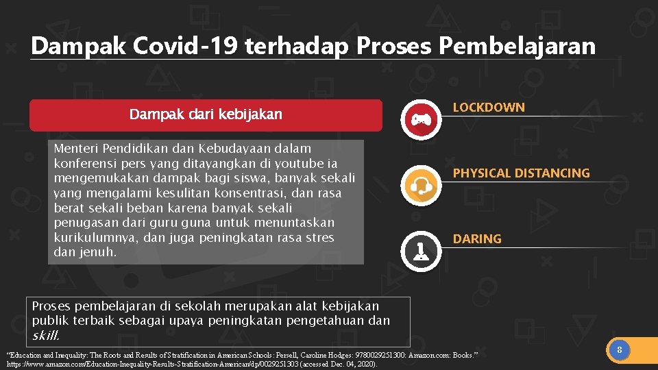 Dampak Covid-19 terhadap Proses Pembelajaran Dampak dari kebijakan Menteri Pendidikan dan Kebudayaan dalam konferensi