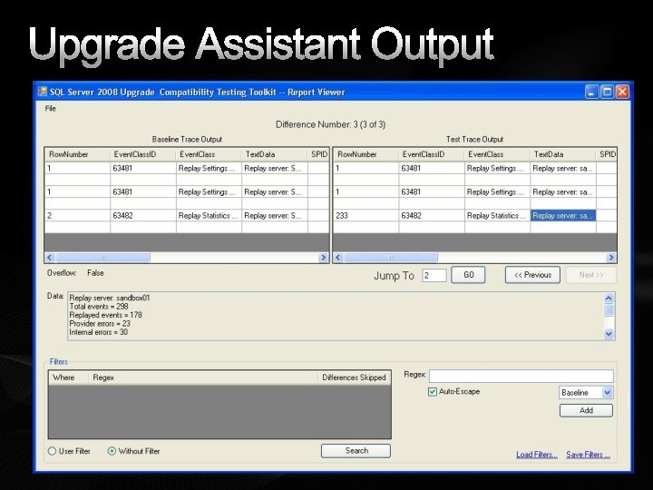 Upgrade Assistant Output 
