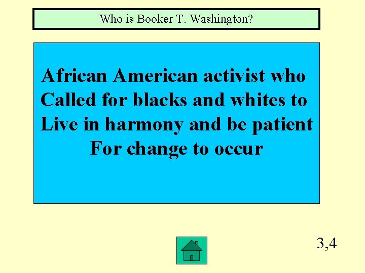 Who is Booker T. Washington? African American activist who Called for blacks and whites