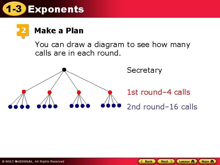 1 -3 Exponents 2 Make a Plan You can draw a diagram to see