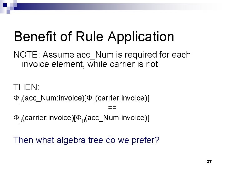 Benefit of Rule Application NOTE: Assume acc_Num is required for each invoice element, while