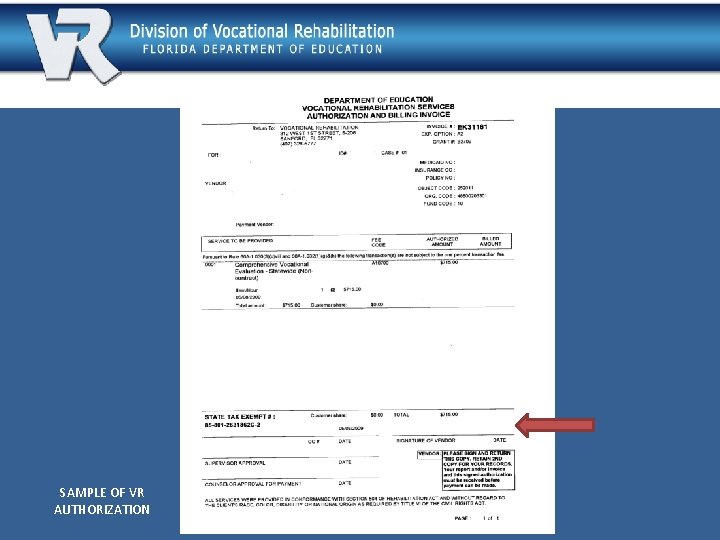 SAMPLE OF VR AUTHORIZATION 