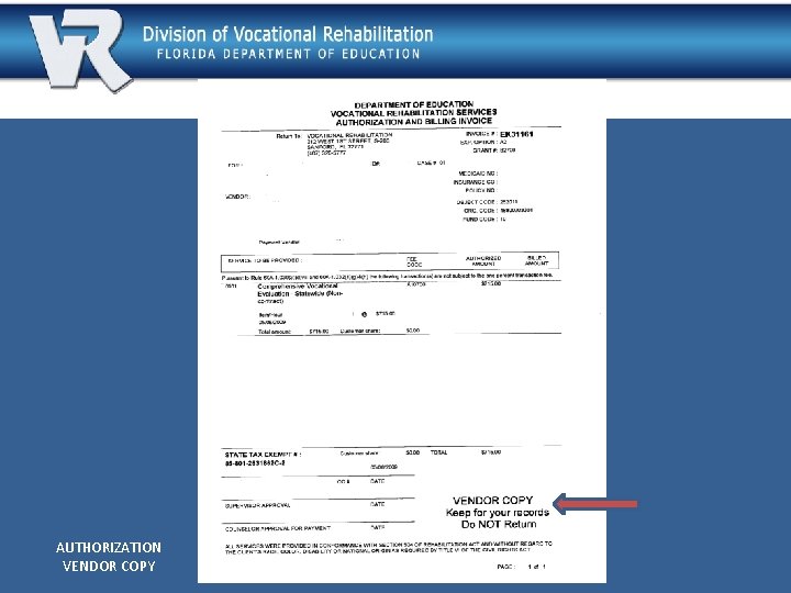AUTHORIZATION VENDOR COPY 