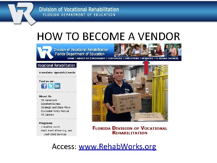 HOW TO BECOME A VENDOR Access: www. Rehab. Works. org 