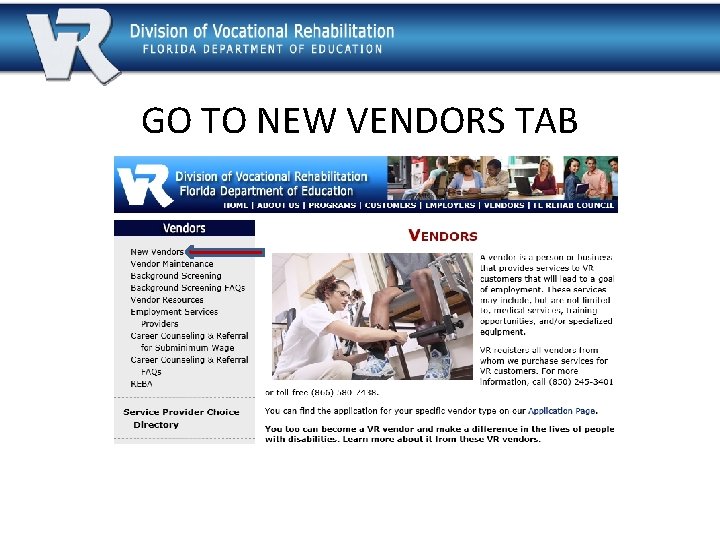 GO TO NEW VENDORS TAB 
