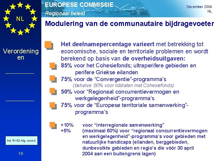 EUROPESE COMMISSIE NL Verordening en Regionaal beleid December 2004 NL Modulering van de communautaire