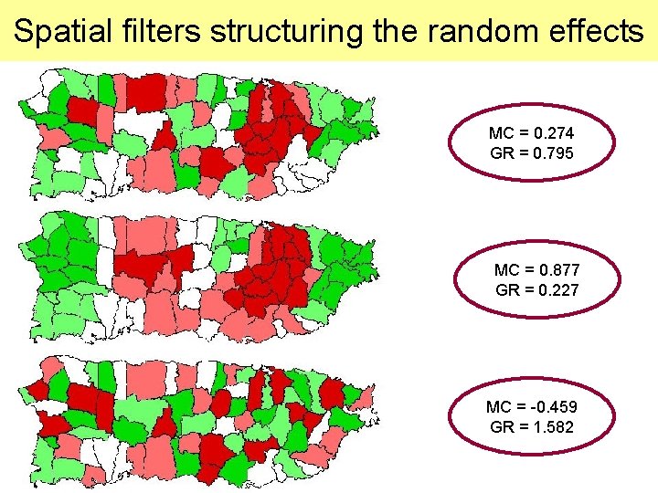 Spatial filters structuring the random effects MC = 0. 274 GR = 0. 795