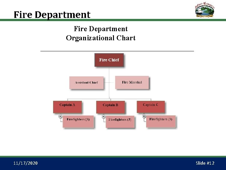 Fire Department Organizational Chart 11/17/2020 Slide #12 