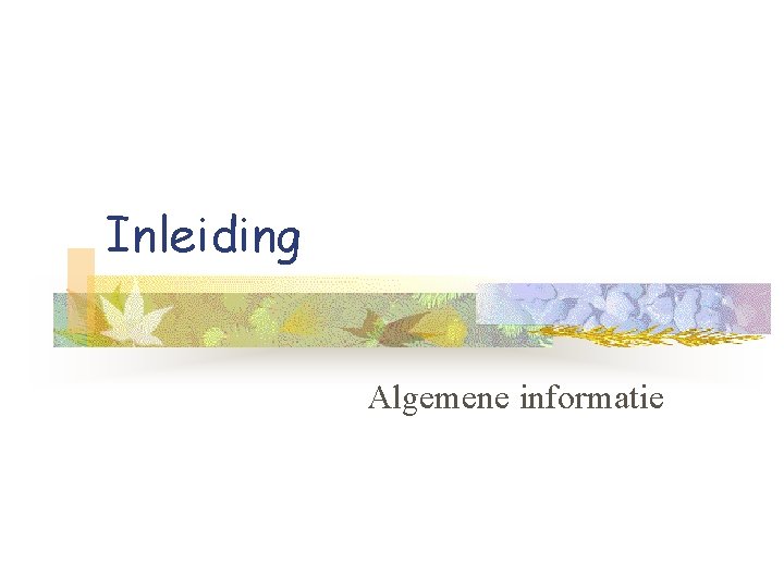 Inleiding Algemene informatie 