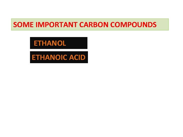 SOME IMPORTANT CARBON COMPOUNDS ETHANOL ETHANOIC ACID 