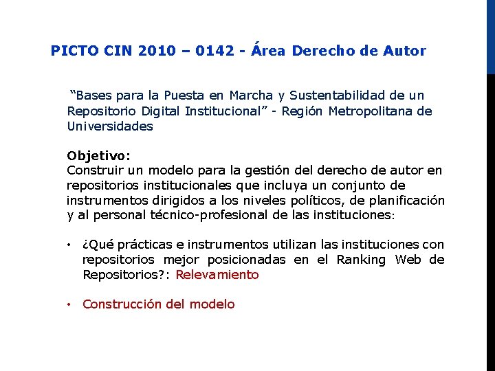 PICTO CIN 2010 – 0142 - Área Derecho de Autor “Bases para la Puesta