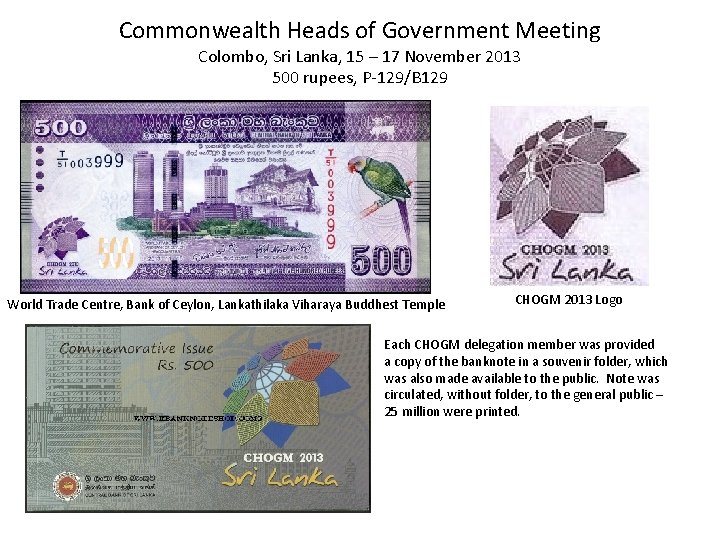 Commonwealth Heads of Government Meeting Colombo, Sri Lanka, 15 – 17 November 2013 500