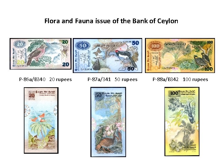 Flora and Fauna issue of the Bank of Ceylon P-86 a/B 340 20 rupees