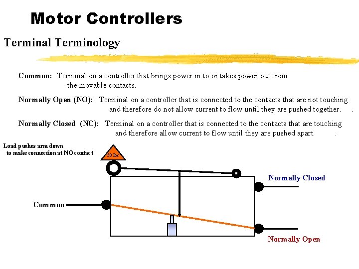 Motor Controllers Terminal Terminology Common: Terminal on a controller that brings power in to