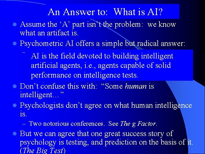An. AAnswer to: What is AI? New Kind of AI Assume the ‘A’ part
