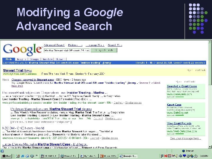 Modifying a Google Advanced Search 