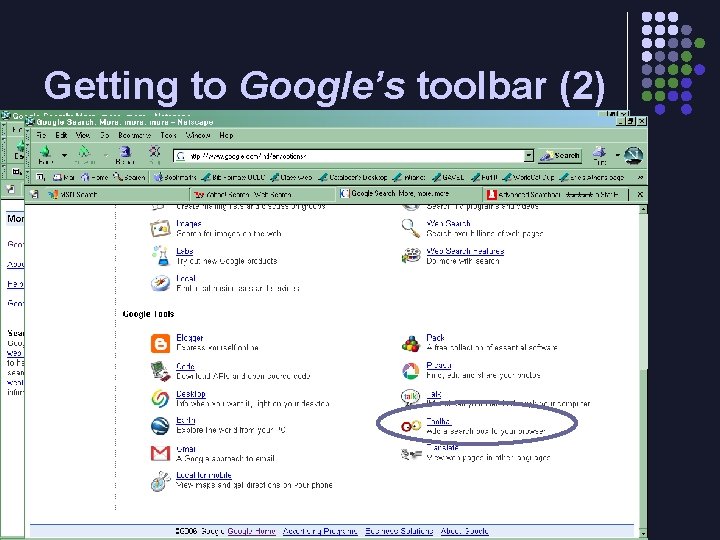 Getting to Google’s toolbar (2) 