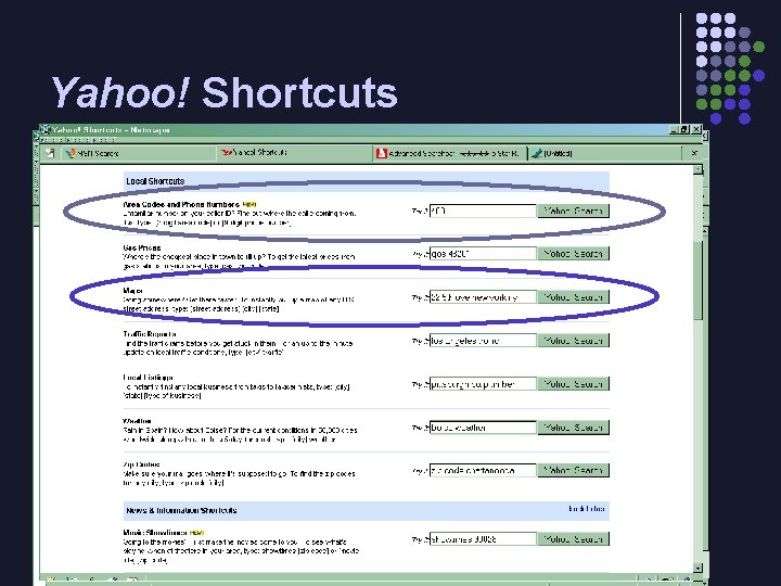 Yahoo! Shortcuts 