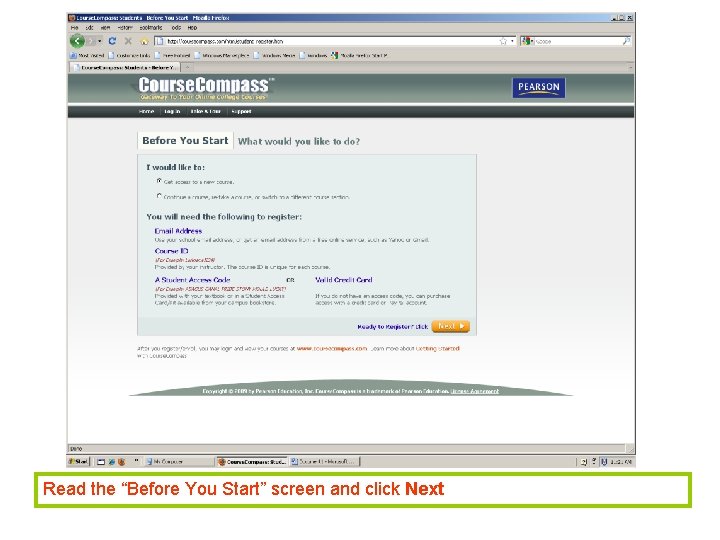 Read the “Before You Start” screen and click Next 