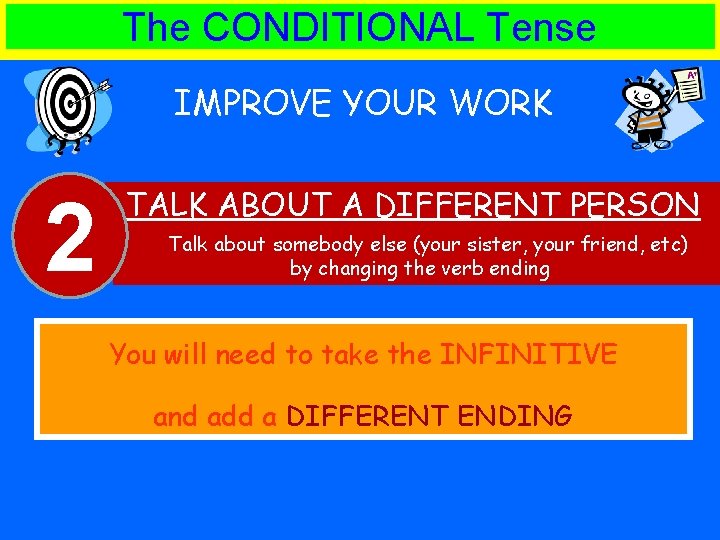 The CONDITIONAL Tense IMPROVE YOUR WORK 2 TALK ABOUT A DIFFERENT PERSON Talk about