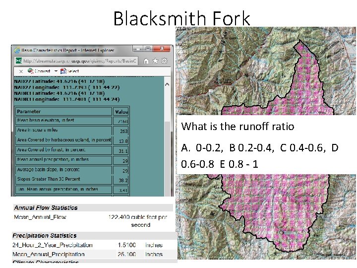 Blacksmith Fork What is the runoff ratio A. 0 -0. 2, B 0. 2