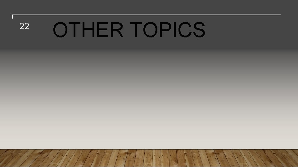 22 OTHER TOPICS 