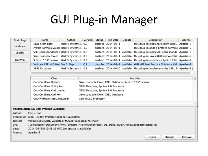 GUI Plug-in Manager 