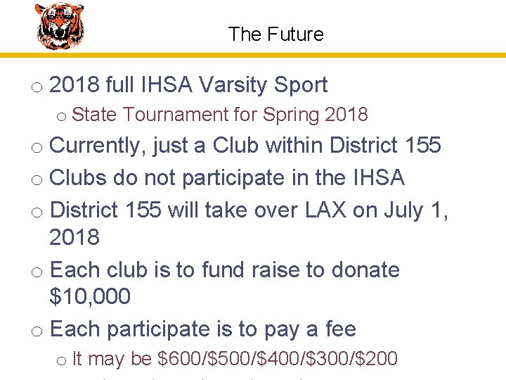 The Future o 2018 full IHSA Varsity Sport o State Tournament for Spring 2018