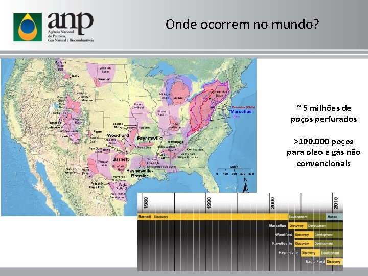 Onde ocorrem no mundo? ~ 5 milhões de poços perfurados >100. 000 poços para