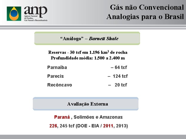 Gás não Convencional Analogias para o Brasil “Análogo” – Barnett Shale Reservas - 30